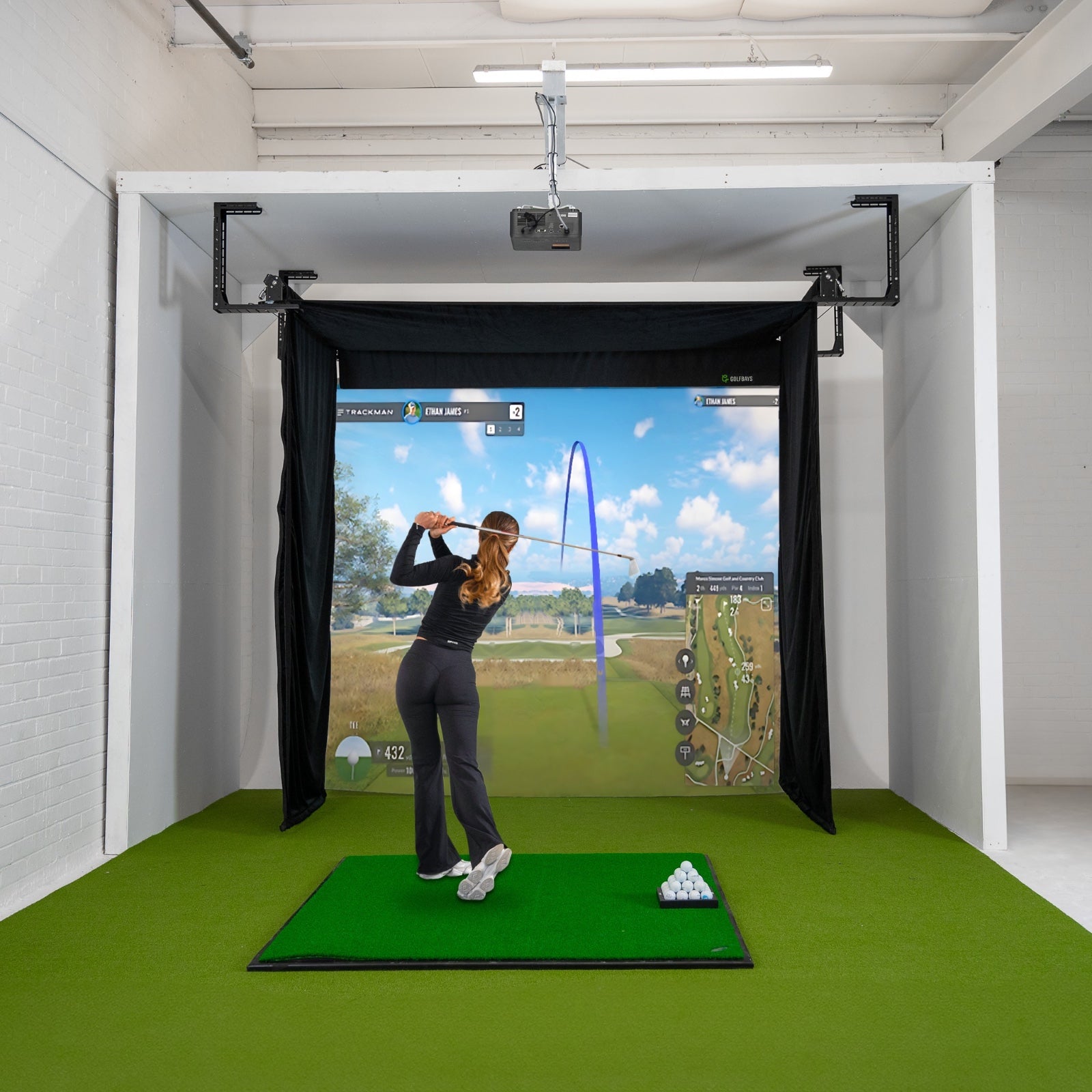 Golfbays Retractable Simbox Golf Simulator Enclosure - W 12